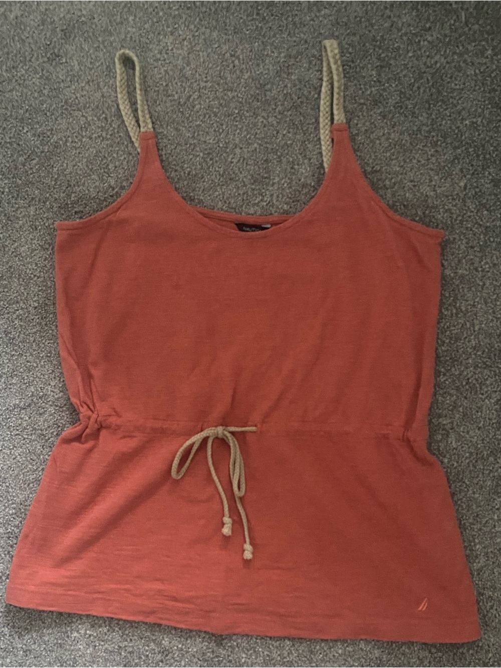 Nautica Rust/Beige Rope-Trim Tank Top